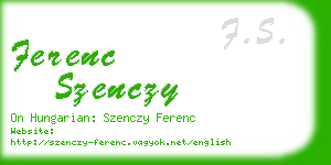 ferenc szenczy business card